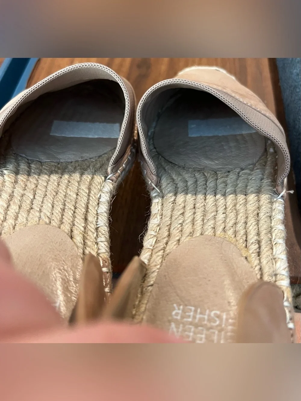 Eileen Fisher Women's 6.5  Lady-Nu d'Orsay Espadrille Shoe Tan Suede Jute Flats